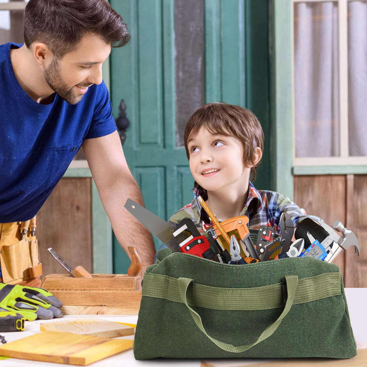 Heavy Duty Canvas Tool Bag Carry Tote Storage Work Utility Mechanics Waterproof