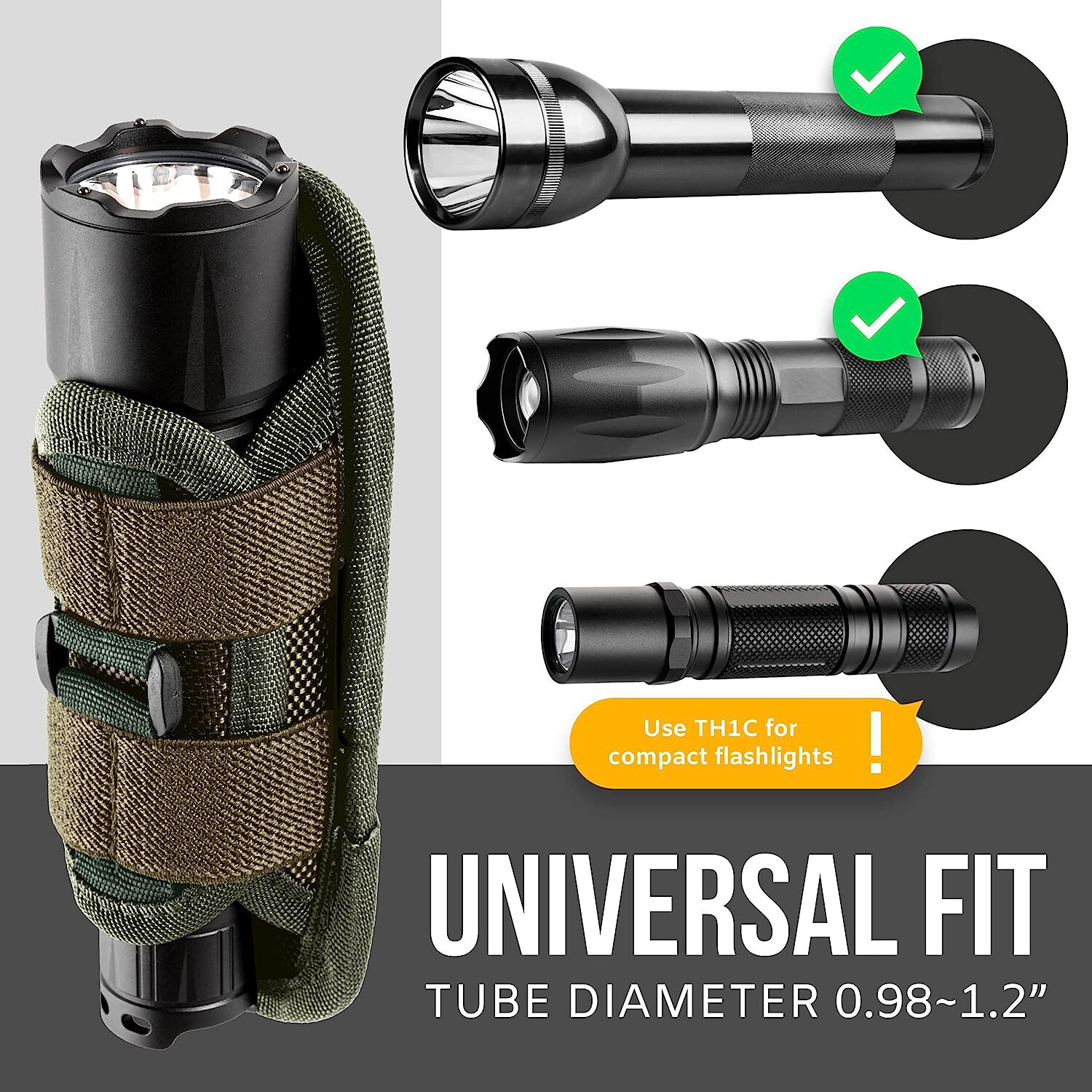 Tactical Flashlight Pouch Holster 360° Rotatable Flashlight Holder Bag Belt Clip