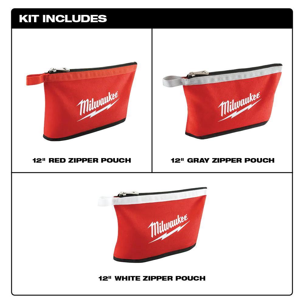 milwaukee packout backpack 15 in. 3-pack zipper tool bags storage nylon red