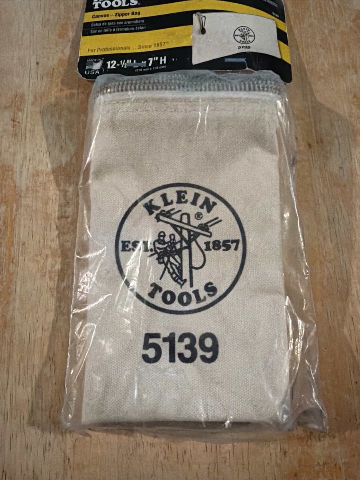 Klein Tools 5139 Zipper Bag, Canvas Tool Pouch 12.5” x 7” New