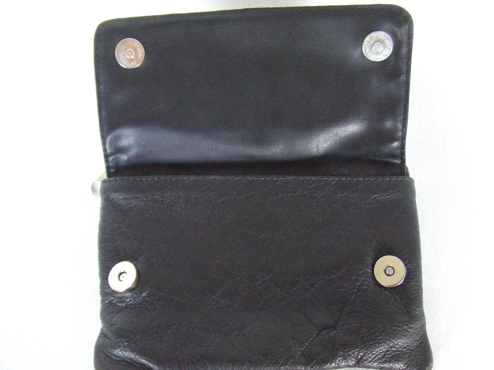Black Biker Studded Leather Belt Clip Pouch Red and Gray embroider