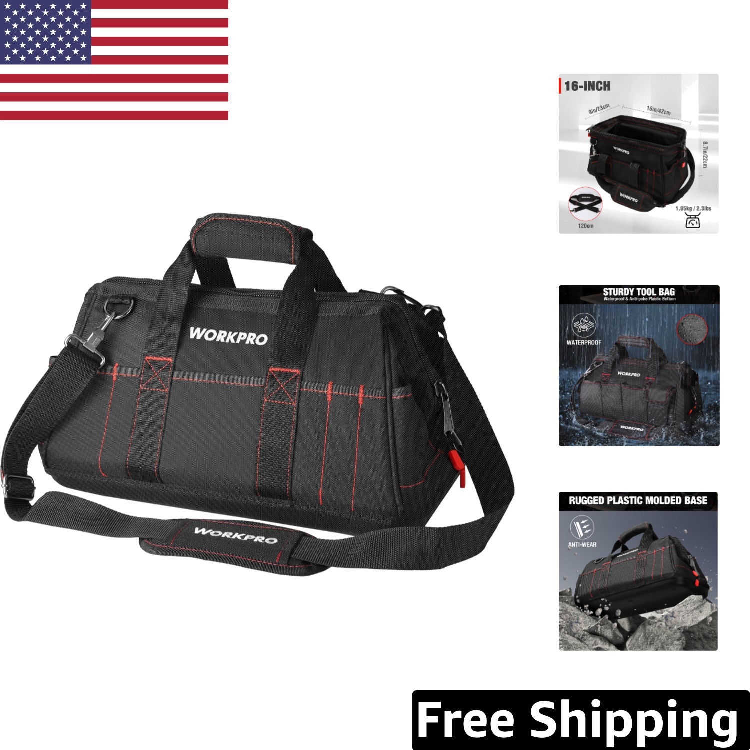 Versatile 16-Inch Tool Storage Bag with Extra Pockets & Easy Access Design