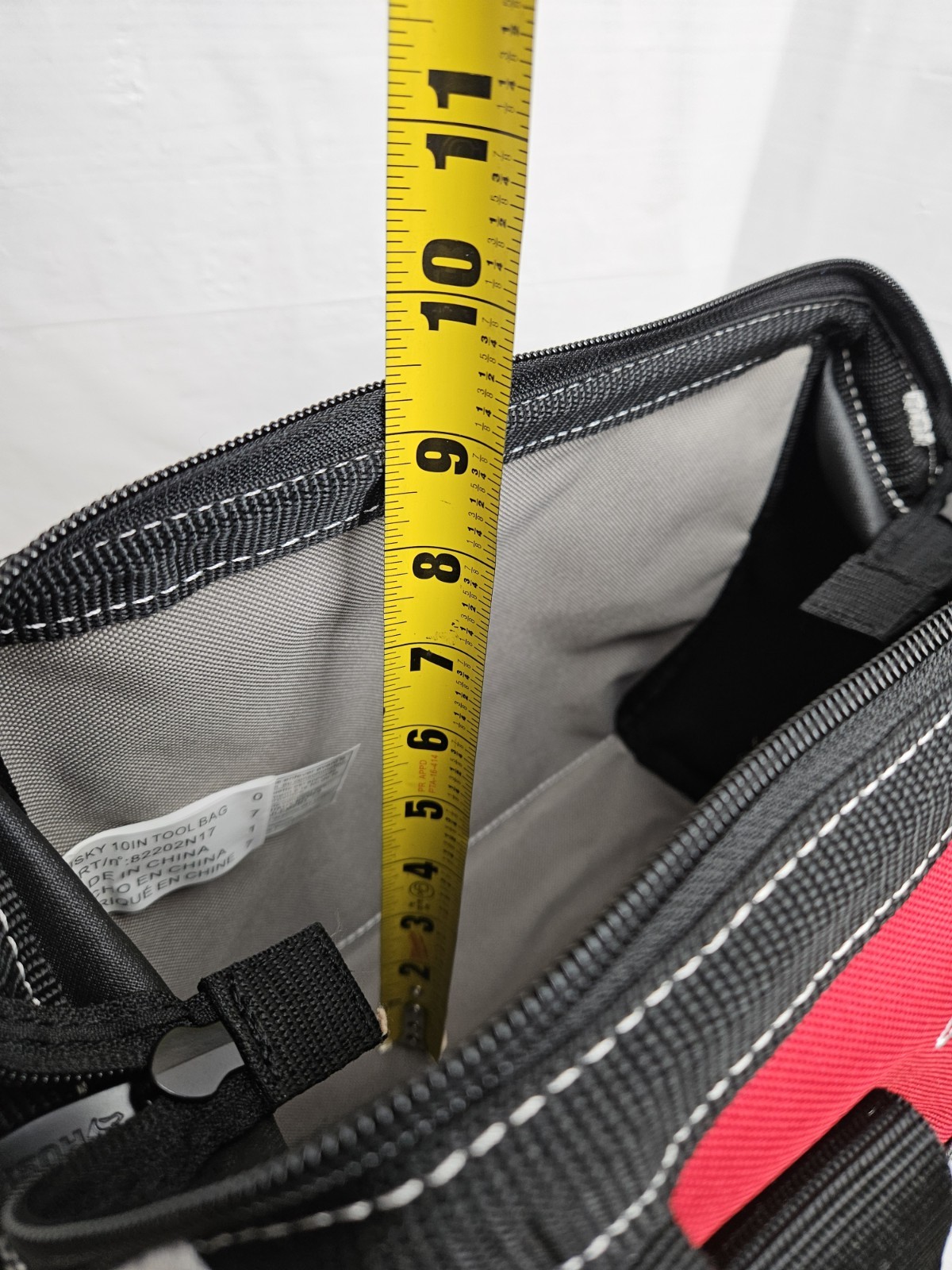 Husky Small Tool Storage Carry Bag Tote Zippered 10 inch Red Black Contractor