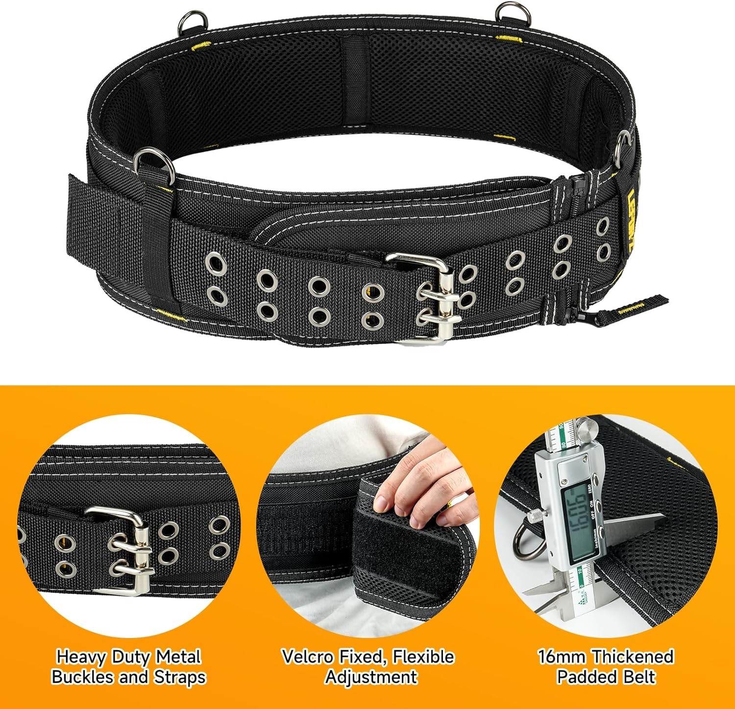 4-Inch Padded Tool Belt,Heavy Duty Tool Belts for Men with 4 Suspenders Ring,Wor