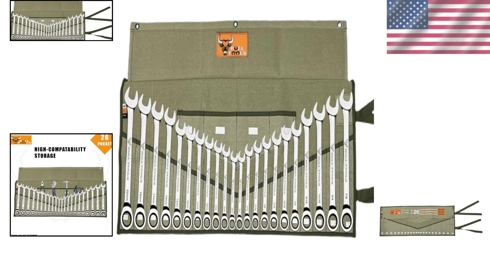 Cotton Canvas Wrench Roll Case – Metric & SAE Combination