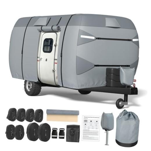 Fiberglass Travel Trailer Cover 8-10ft, 7 Layers Top Heavy Duty Fiberglass