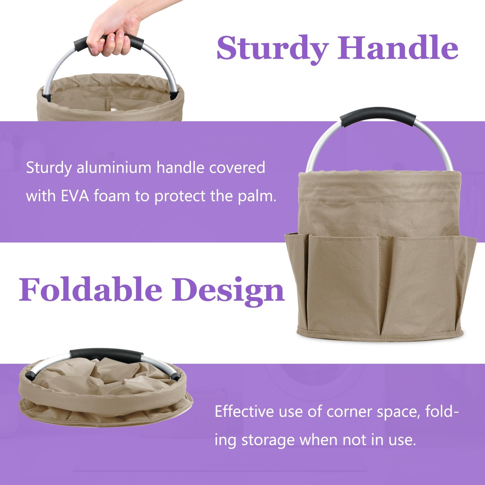 17L Cleaning Supply Caddy with Soft Handle, Portable Shower Caddy in 600D Oxf…