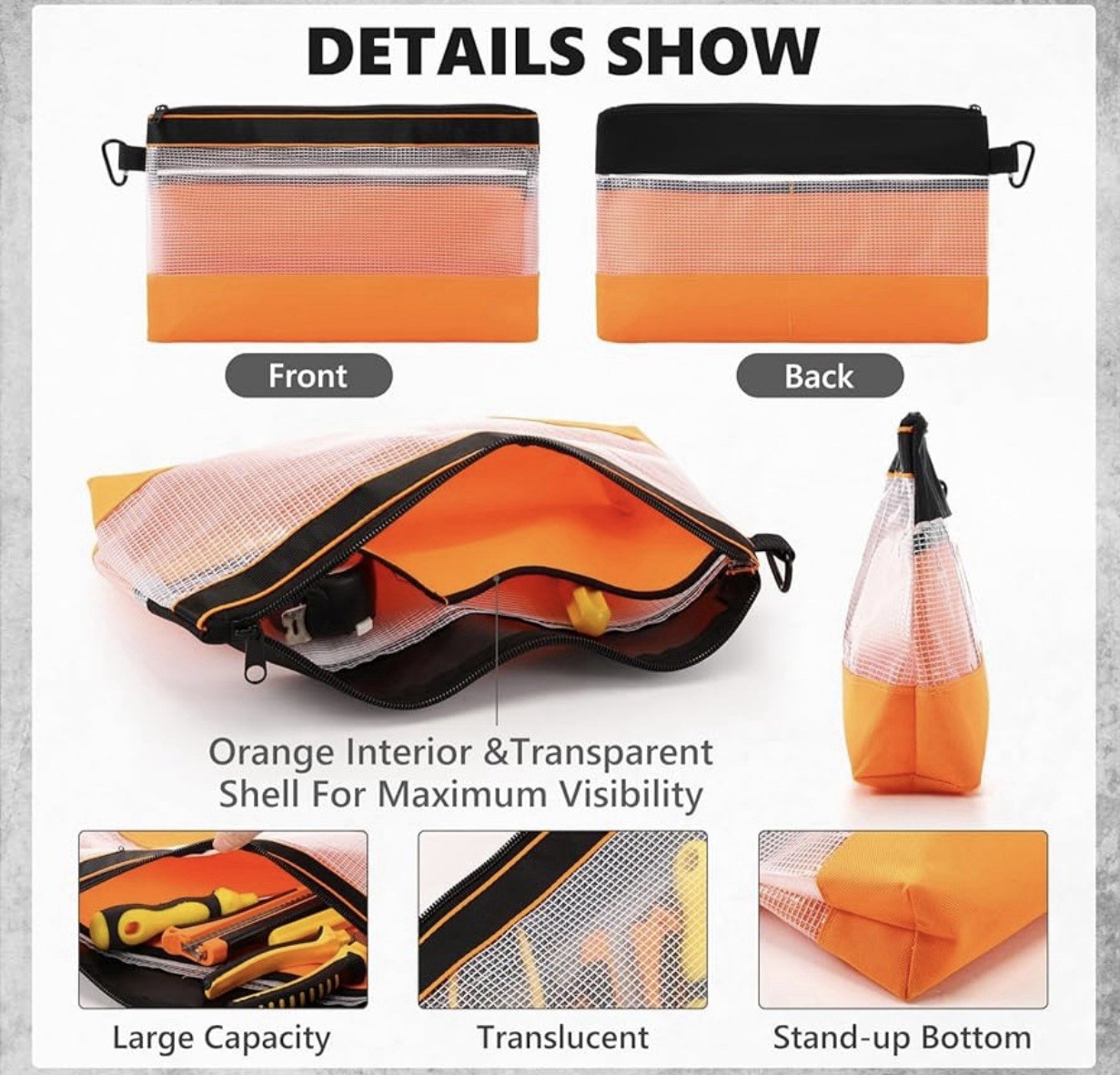 Heavy Duty Waterproof Zipper Tool Pouch – Multi-Use Organizer (Single Unit)