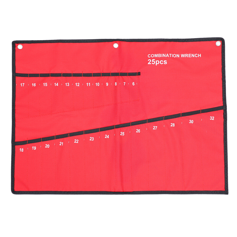 Sae and Metric Wrench Organizer Pouch Wrap Roll Repair Tool Bag