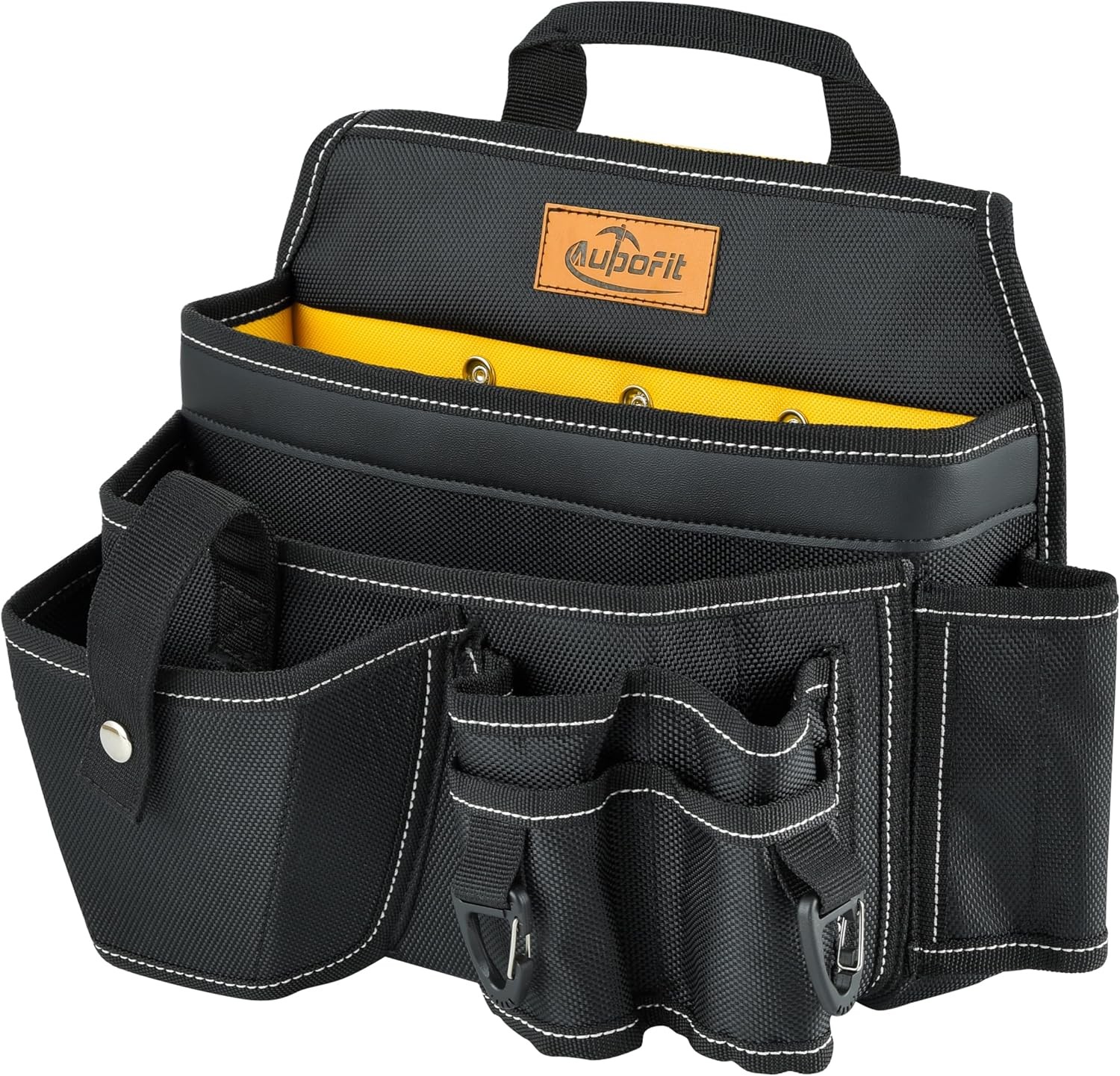 7Pc Tool Belt w/ Suspenders Heavy Duty 32 Pocket Construction Rig Black Yellow