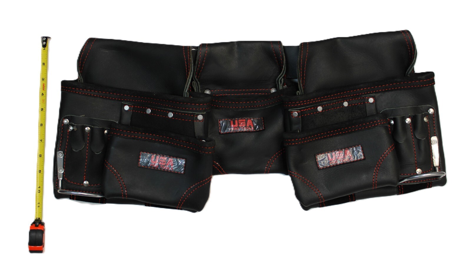 Seven Star Tools Genuine Leather Framer’s Tool Belt – Black w/ Red Stitching