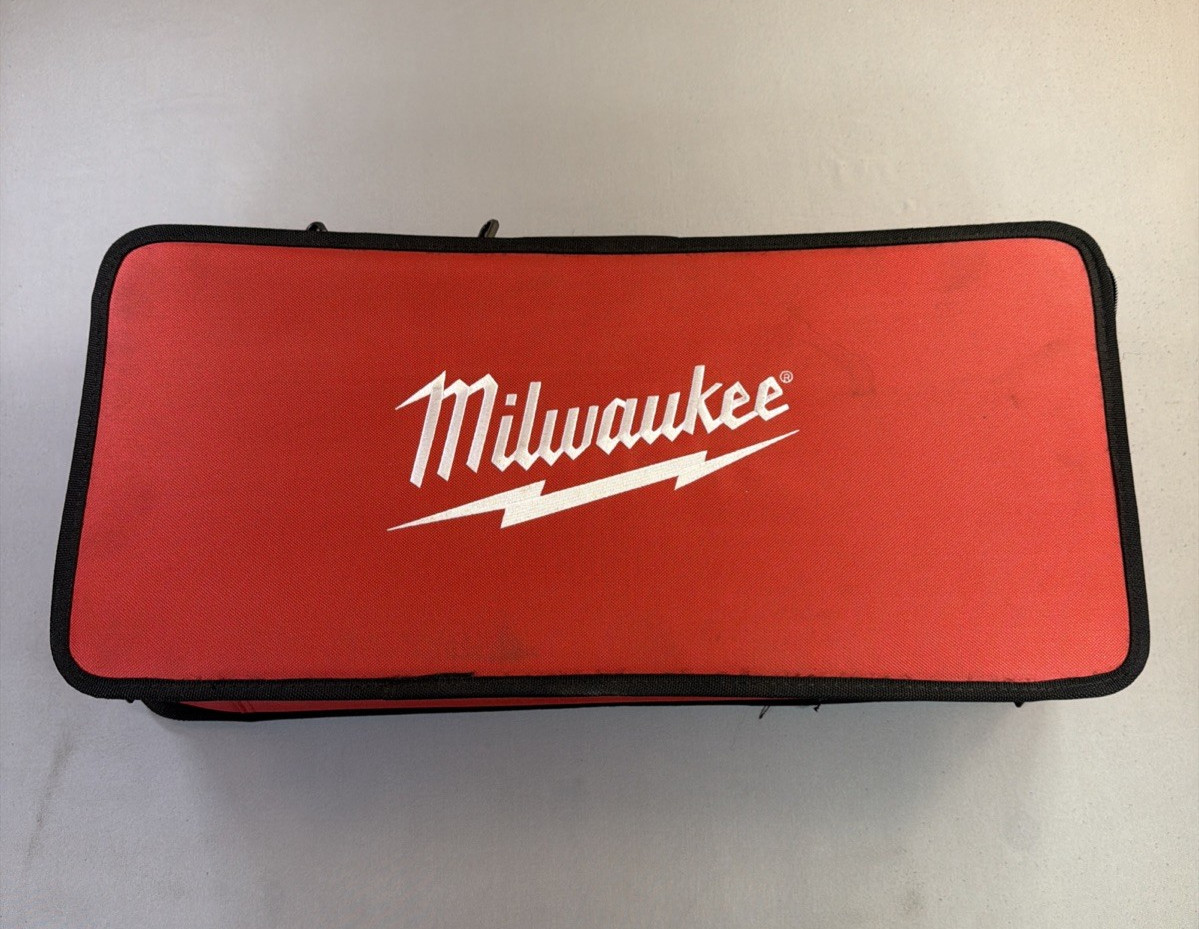 Milwaukee Contractor Tool Bag Canvas Case Red Black w Straps Empty 21 x 10 x 4