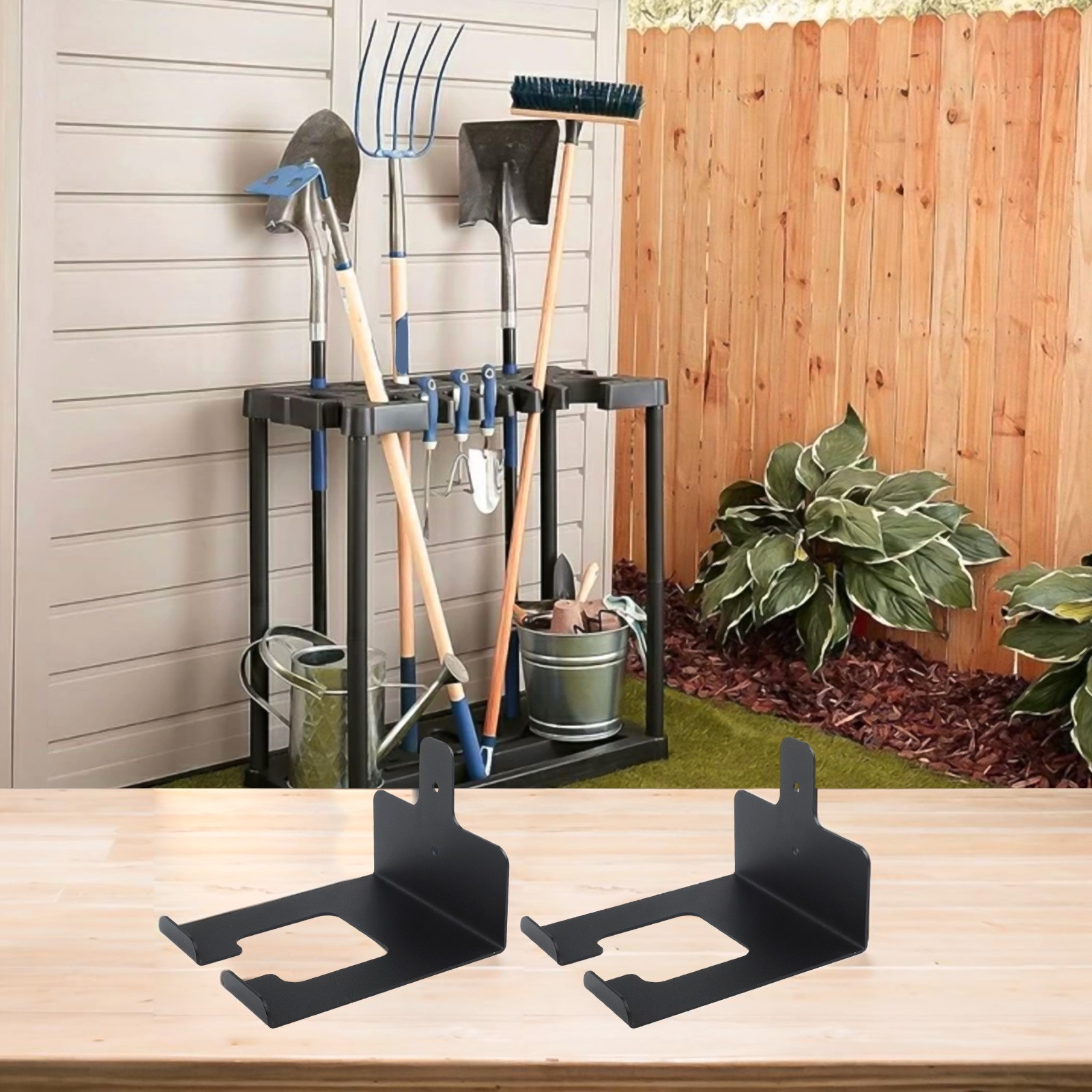 Heavy Duty Wall Mounted Tool Organizer Rack for Garden Equipment and Sports
