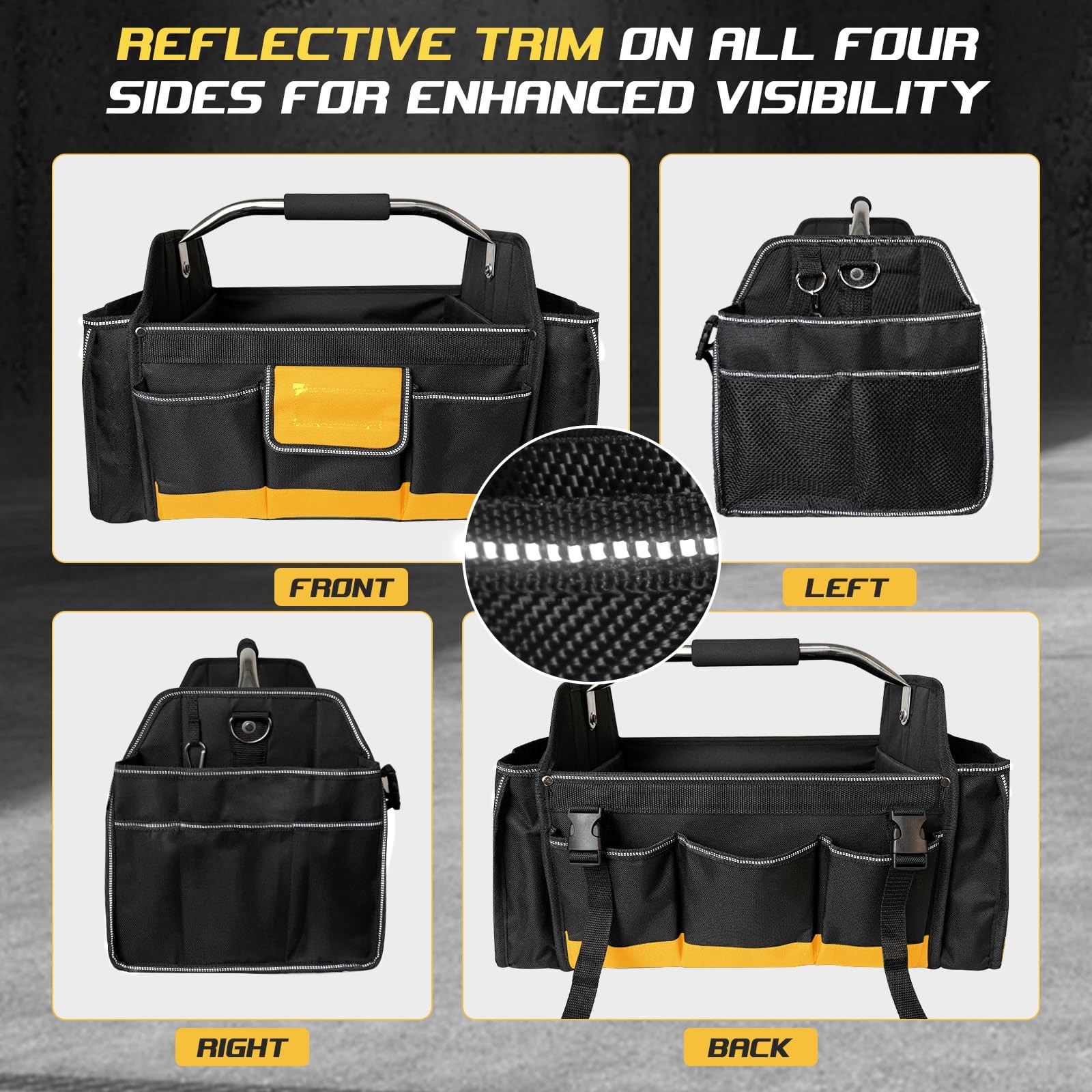 18 Inch Open Top Tool Bag, Tool Bags for Men with 30 Pockets, 1680D Waterproo…