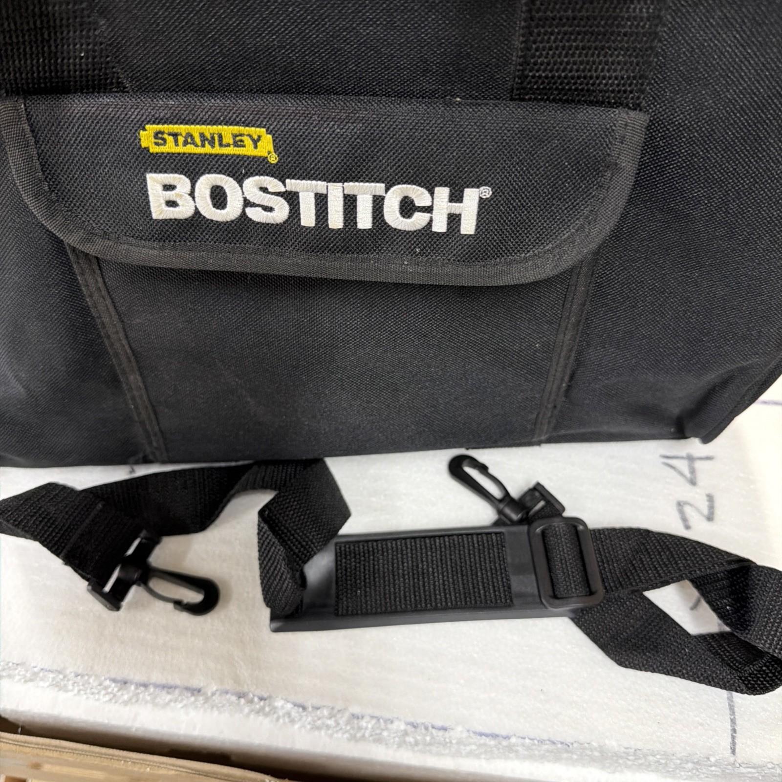 Stanley Bostitch Multi-Pocket Tool Bag Heavy Duty Nylon Black, Large New EXC