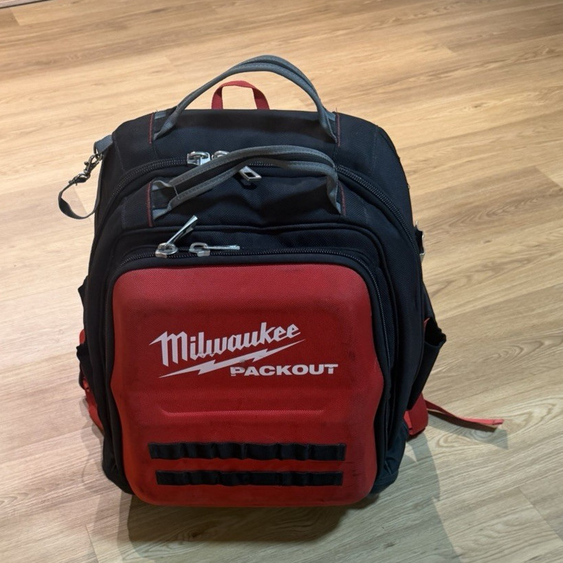 Milwaukee PACKOUT Tool Backpack Bag with Handle – Black and Red