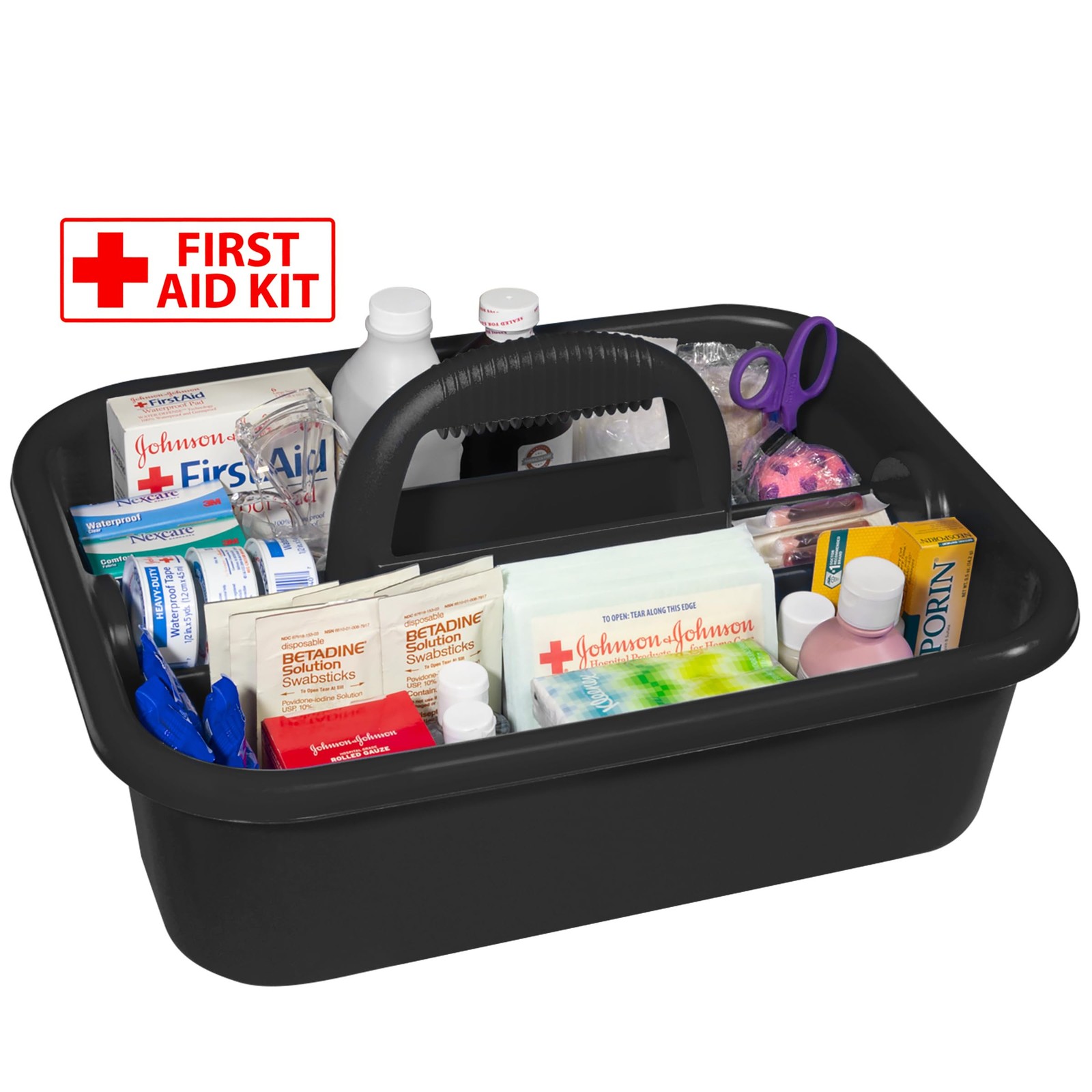 Akro-Mils 09185 Plastic Tote Tool & Supply Cleaning Caddy with 3 Panel, Black
