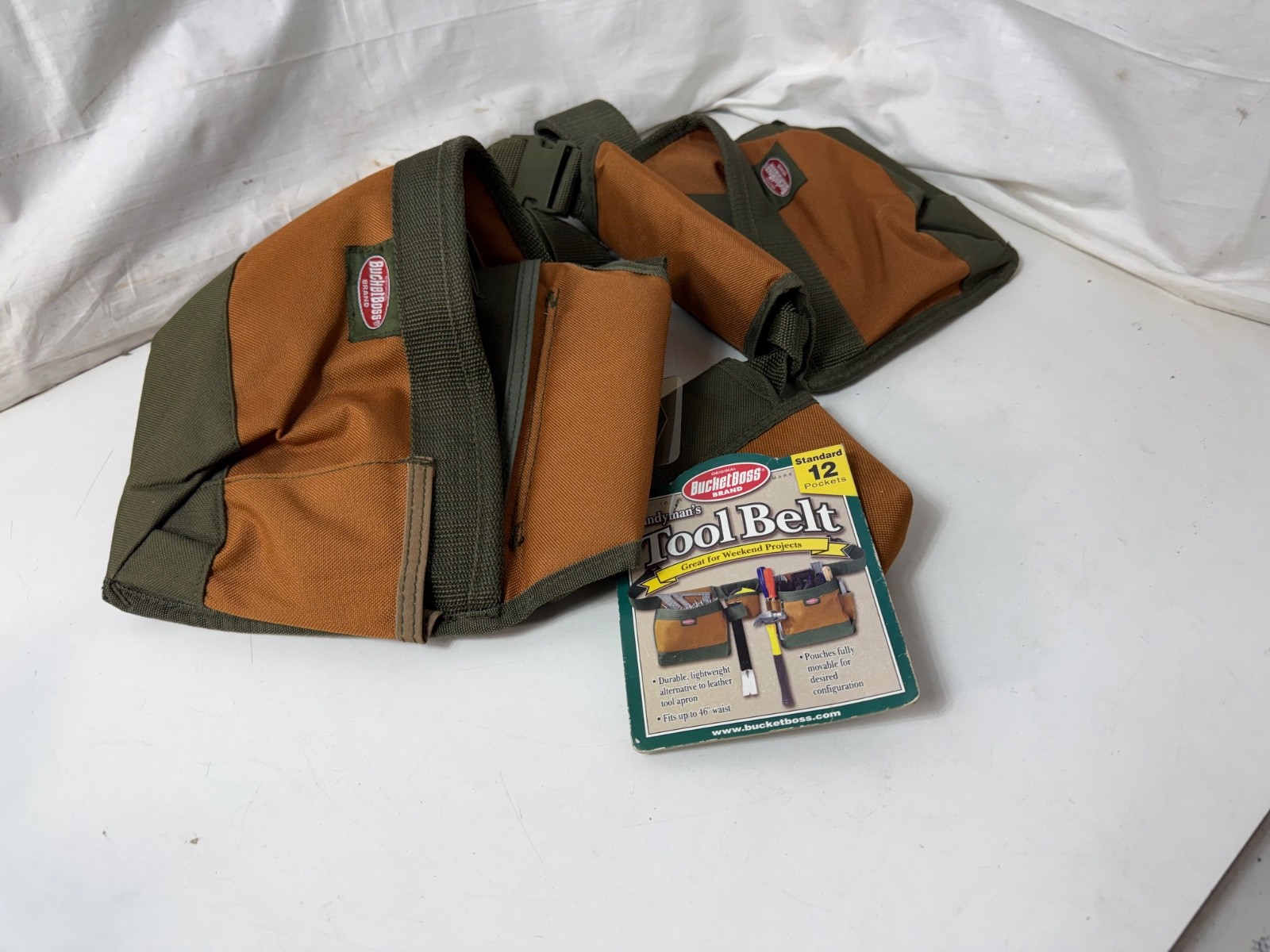 Bucket Boss Handyman’s 12-Pocket Tool Belt Adjustable Waist Apron Brown Green