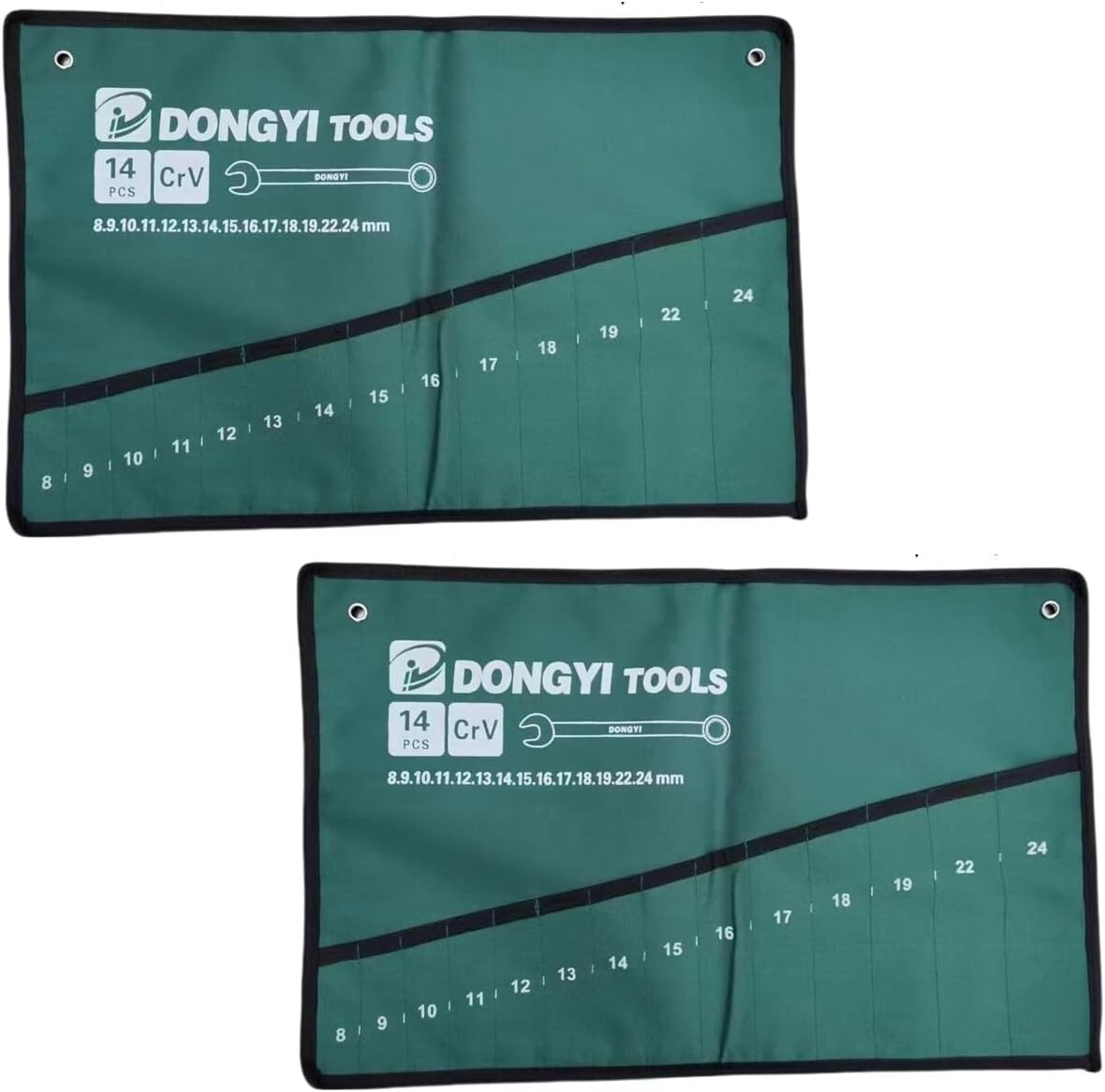 Canvas Wrench Roll Up Pouch Set 14 Pocket Tool Organizer for Metric Wrenches