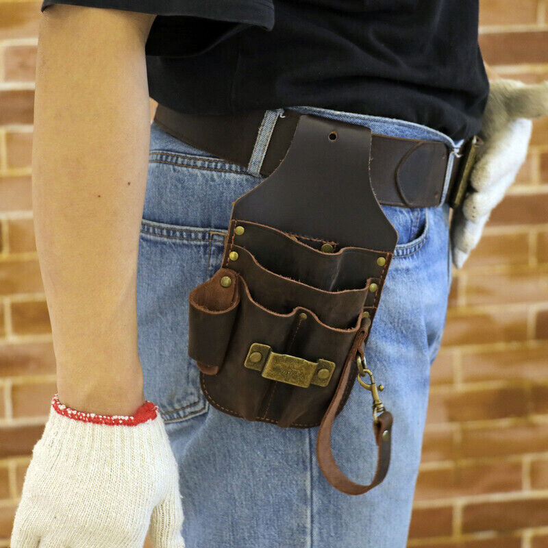 TOURBON Leather 5 in 1 Holster Electric Tape Thong Carry Tool Pouch Belt Holder