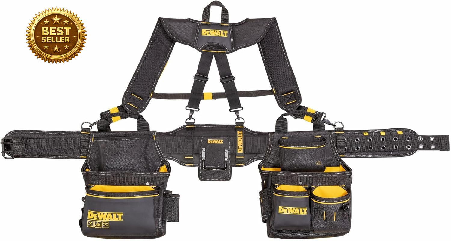 DEWALT Professional Tool Belt Organizer with Suspenders and 25 Pockets, Heavy Du
