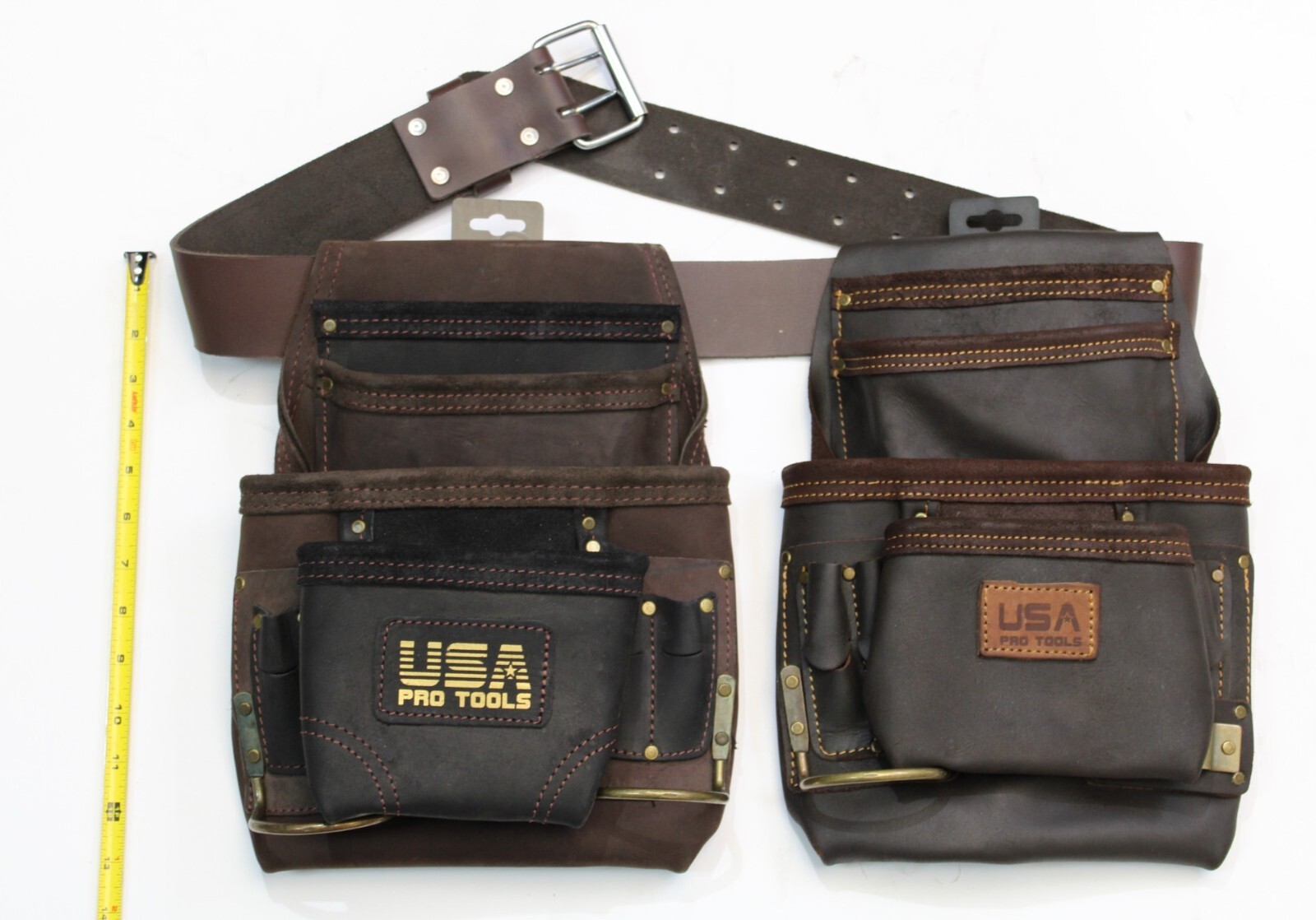 Top Grain Leather Tool Pouch Rig Set Carpenter, Construction, Framer, Handyman
