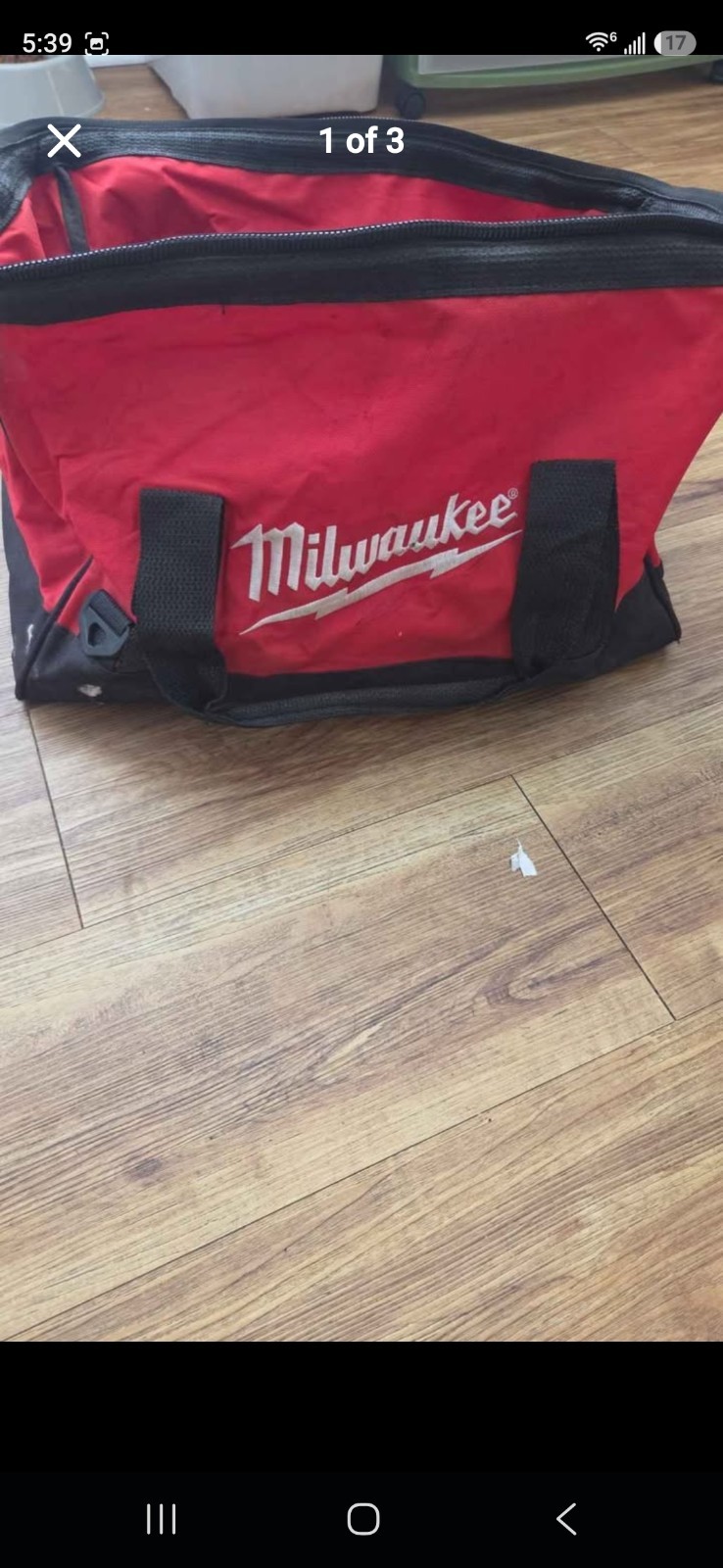 Milwaukee Red/Black Tool Bag with Zipper Closure and Handles