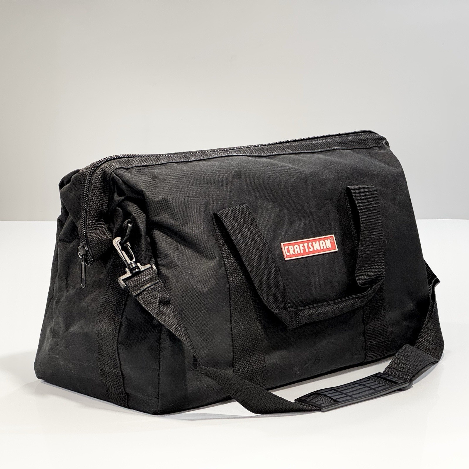 Craftsman Canvas Tool Bag, Inner Side Pockets, Reinforced Bottom, Shoulder Strap