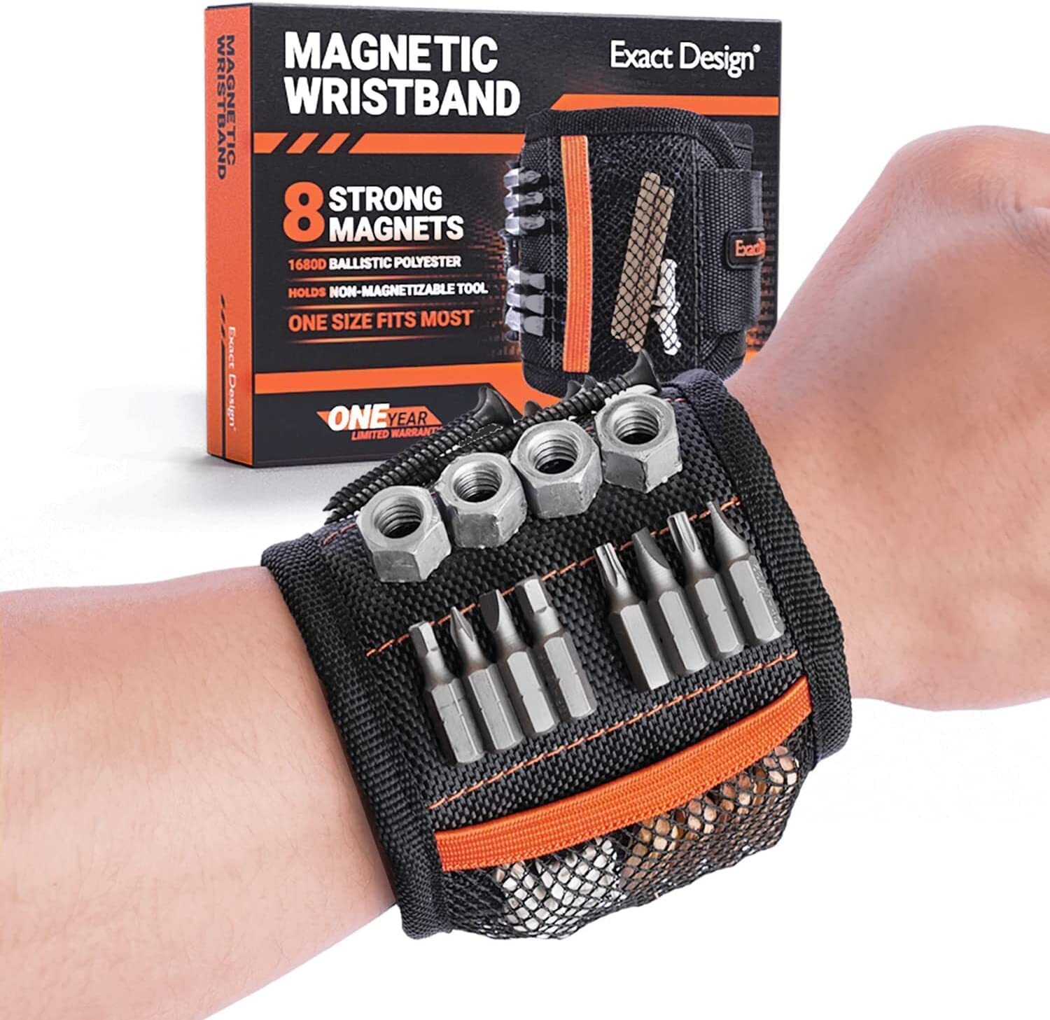Exact Design Magnetic Wristband – ails, Bolts, Drilling Bits & Bonus Mesh Bag