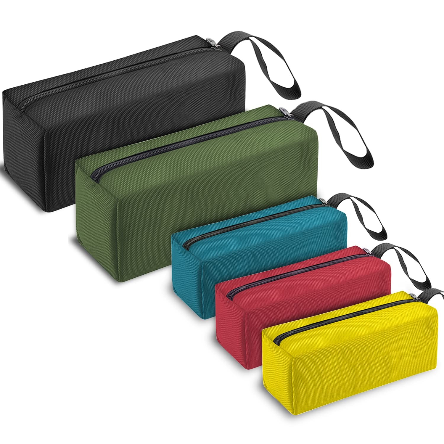 5 Pack Canvas Tool Pouch of Two Sizes, Tool Pouches with Zipper, Multipurpose Zi