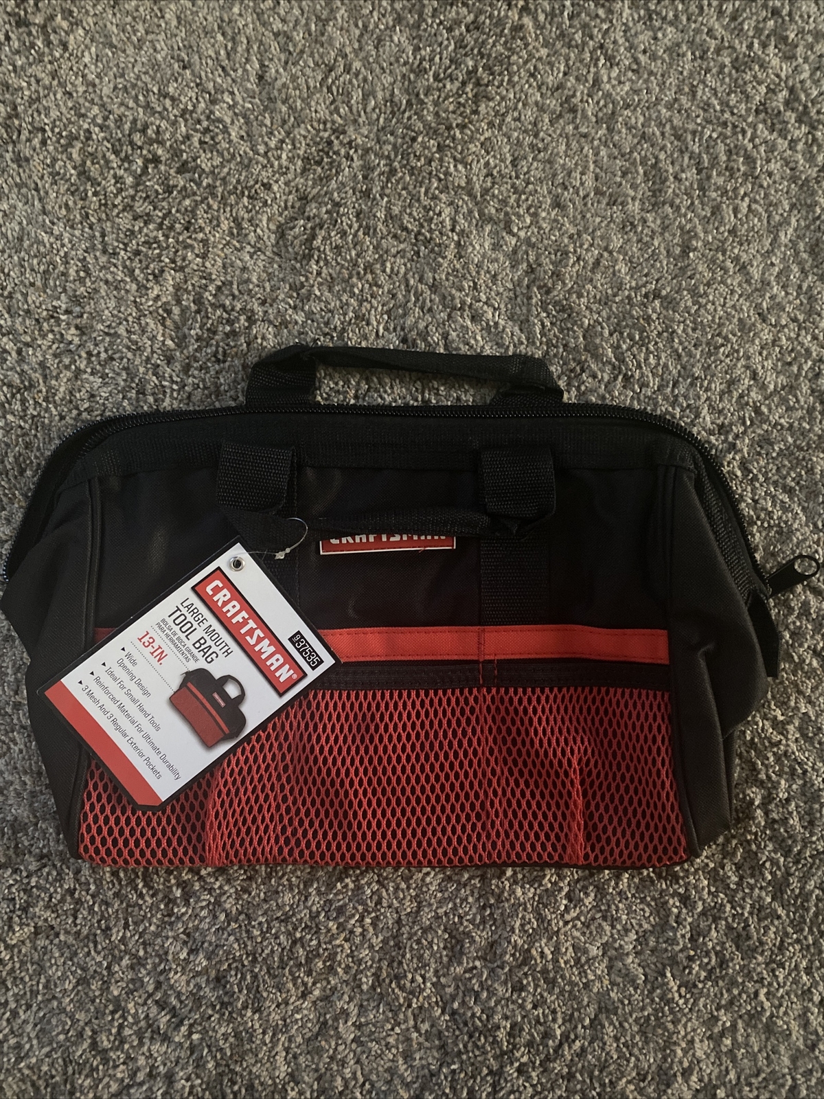 Craftsman CMST513100 13 in. W X 9.75 in. H Wide Mouth Tool Bag 6 pocket Black/Re