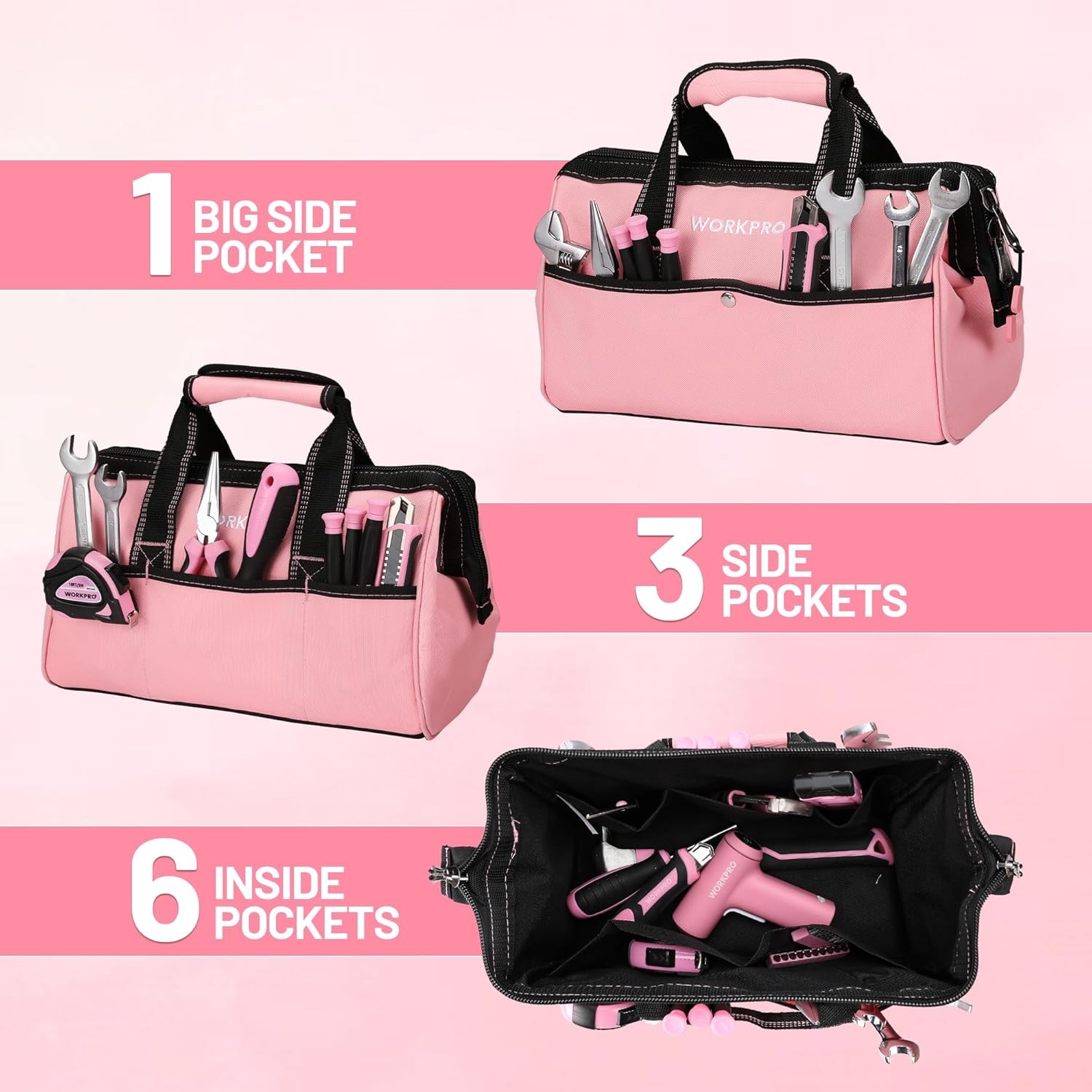 WORKPRO 23 Pcs Kid Tool Set with Storage Bag Hand Tools for Home DIY Woodworking