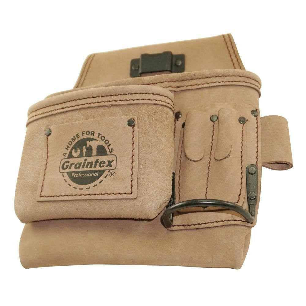 5-Pocket Left Handed Beige Top Grain Leather Tool Pouch