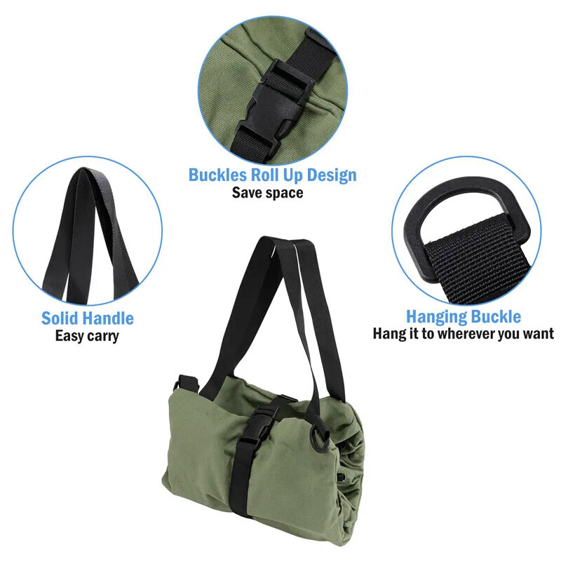 Multi-Purpose Tool Roll Up Bag Wrench Pouch Canvas Hanging Organizer w/ 5 Pocket