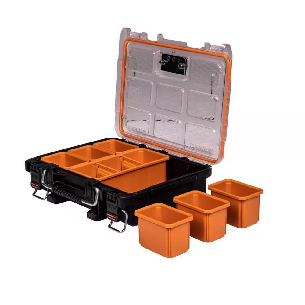 RIDGID Pro Gear 2 Half Organizer Tool Box Small Parts Storage Case IP65 Bins