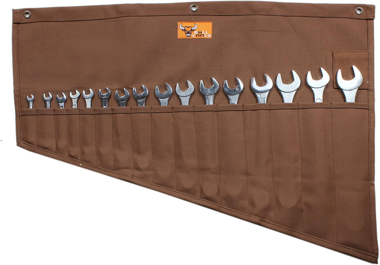 BULL TOOLS Roll up Tool Bag Organizer 16 Pockets Metric & SAE Wrench Organizer H