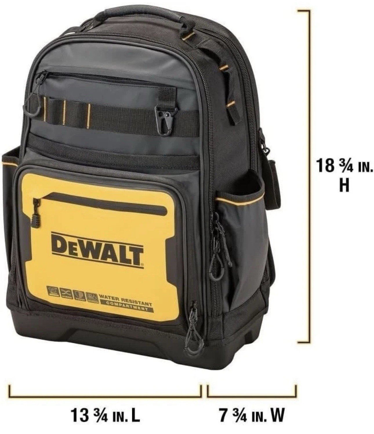 DeWALT PRO Durable Denier Fabric Backpack DWST560102 w/ 43 Pockets NEW Water Res