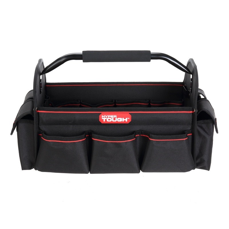 16 Inch Open Top Tool Tote Durable Organizer W/ 20 Pockets Steel Handle New
