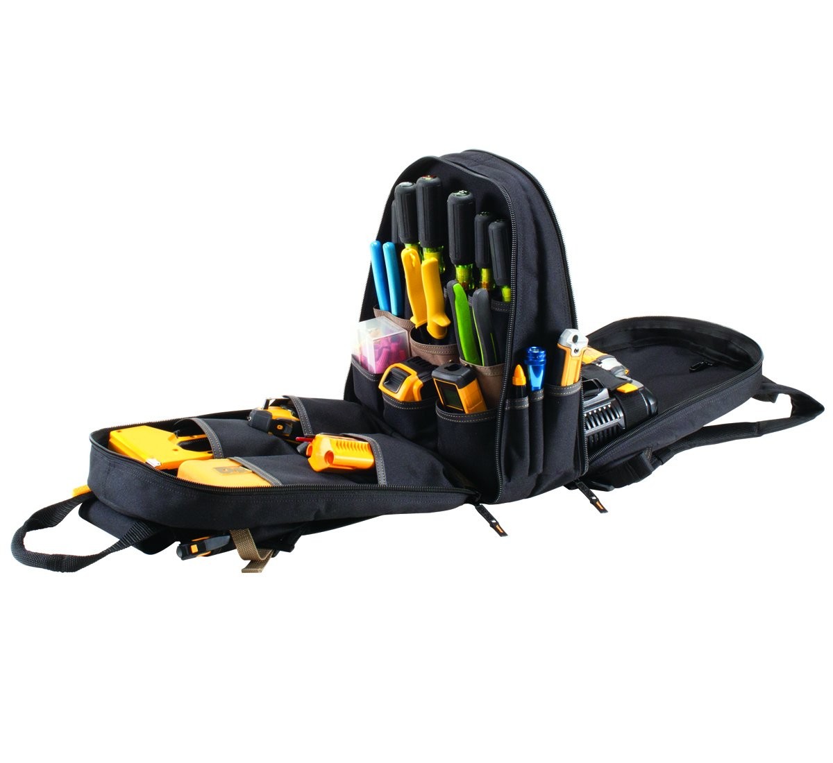 CLC Work Gear 1134 Carpenter’s Tool Backpack, 13.75″W x 16″H x 8.5″D., Black