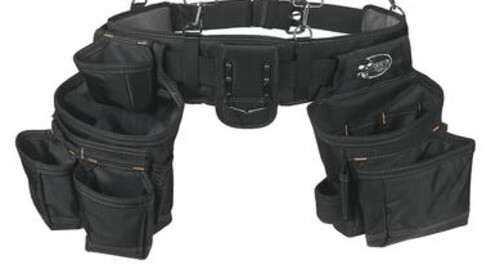 Black 18 Pocket Polyester Carpenter Suspension Tool Rig Padded Belt & Suspenders
