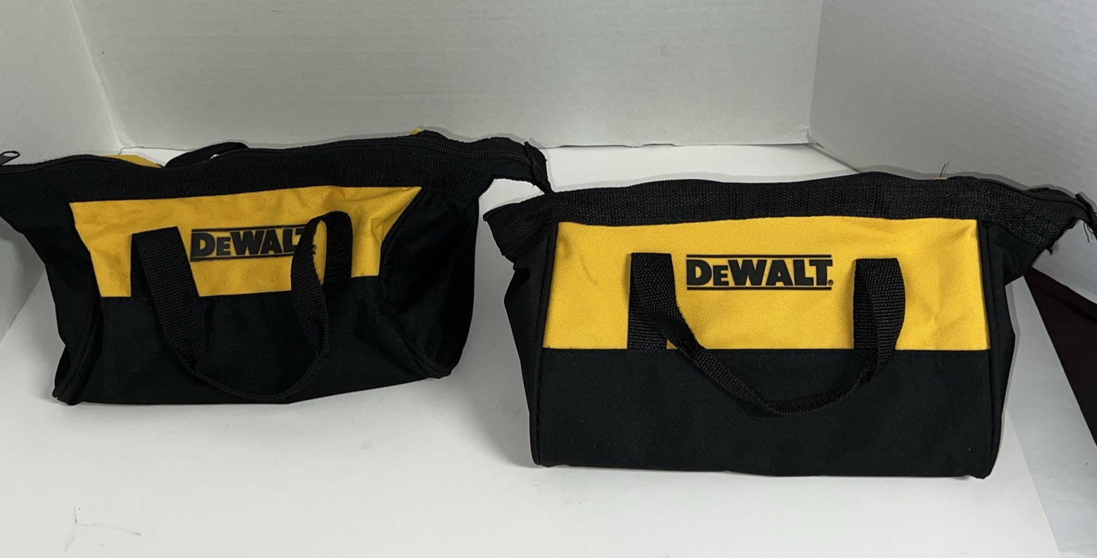 2 PC DEWALT THICK NYLON CONTRACTOR TRADESMAN TOOL CARRY BAG TOTE 11″ X 9″ X 7″