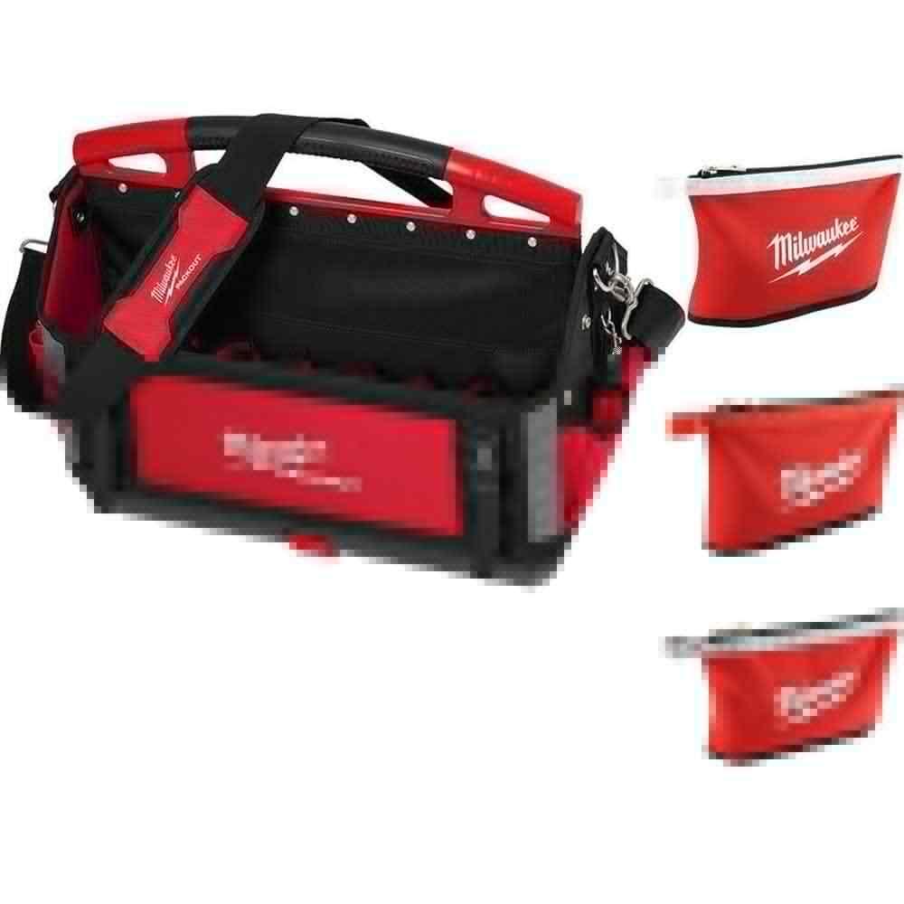20 In. Packout Tool Bag Tote Heavy-Duty with Zipper Bags Multi Color 3 Packs