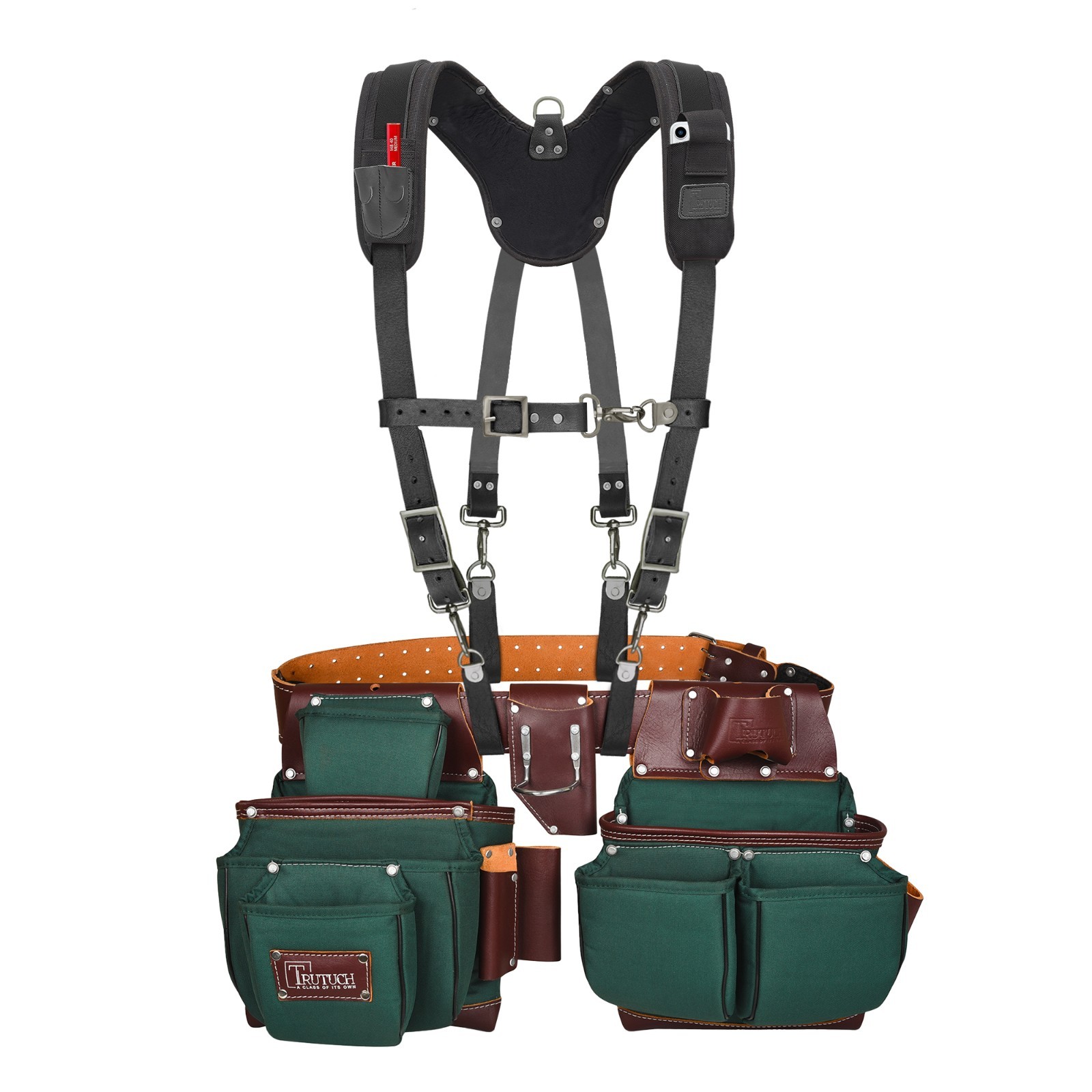 TRUTUCH Nylon and Leather Tool Belt with Leather Work Suspender | Construction