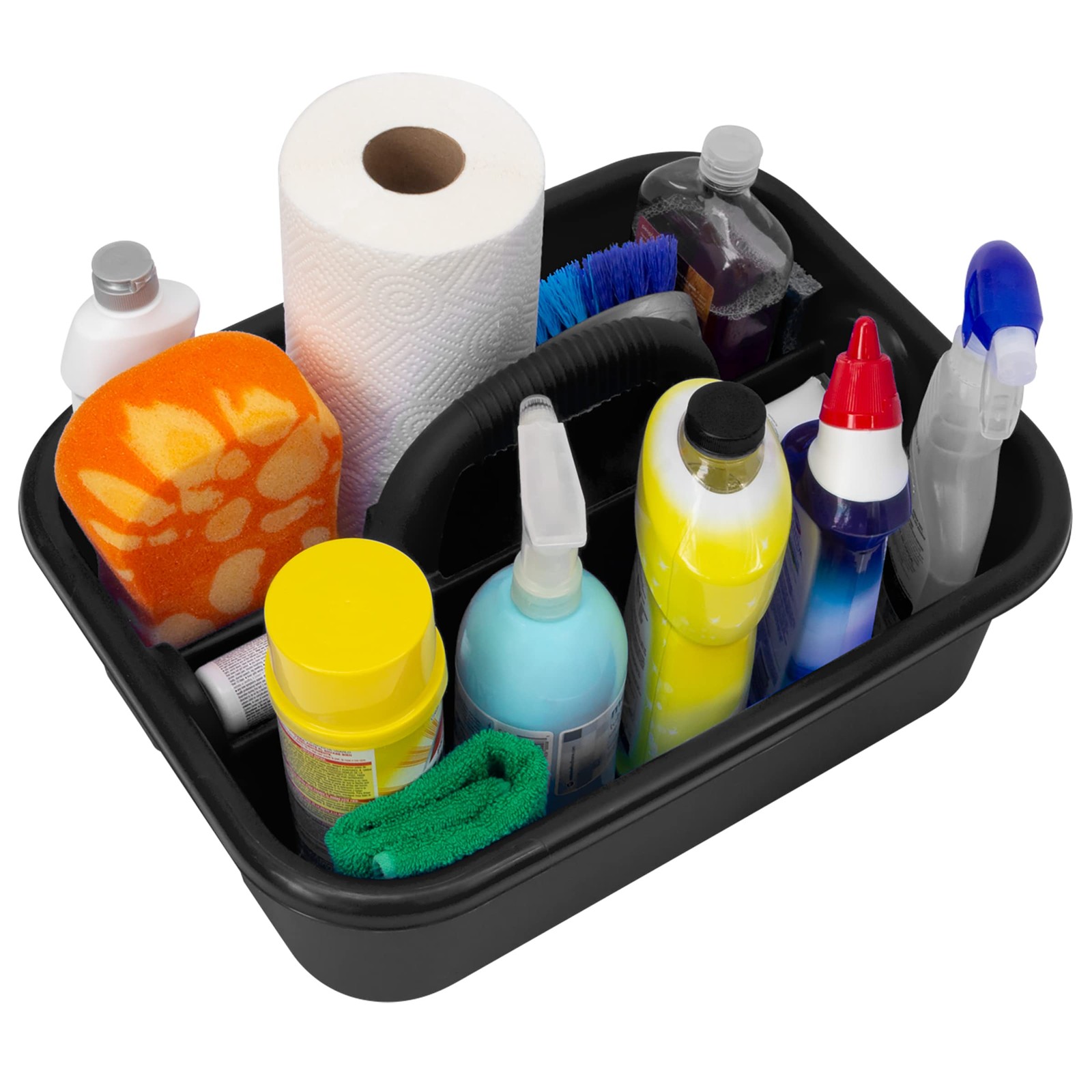 Akro-Mils 09185 Plastic Tote Tool & Supply Cleaning Caddy with 3 Panel, Black