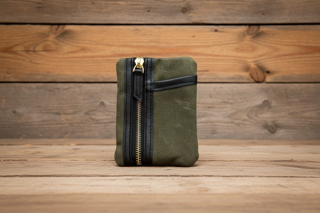 Waxed Canvas Pocket EDC Organizer – Forest Green