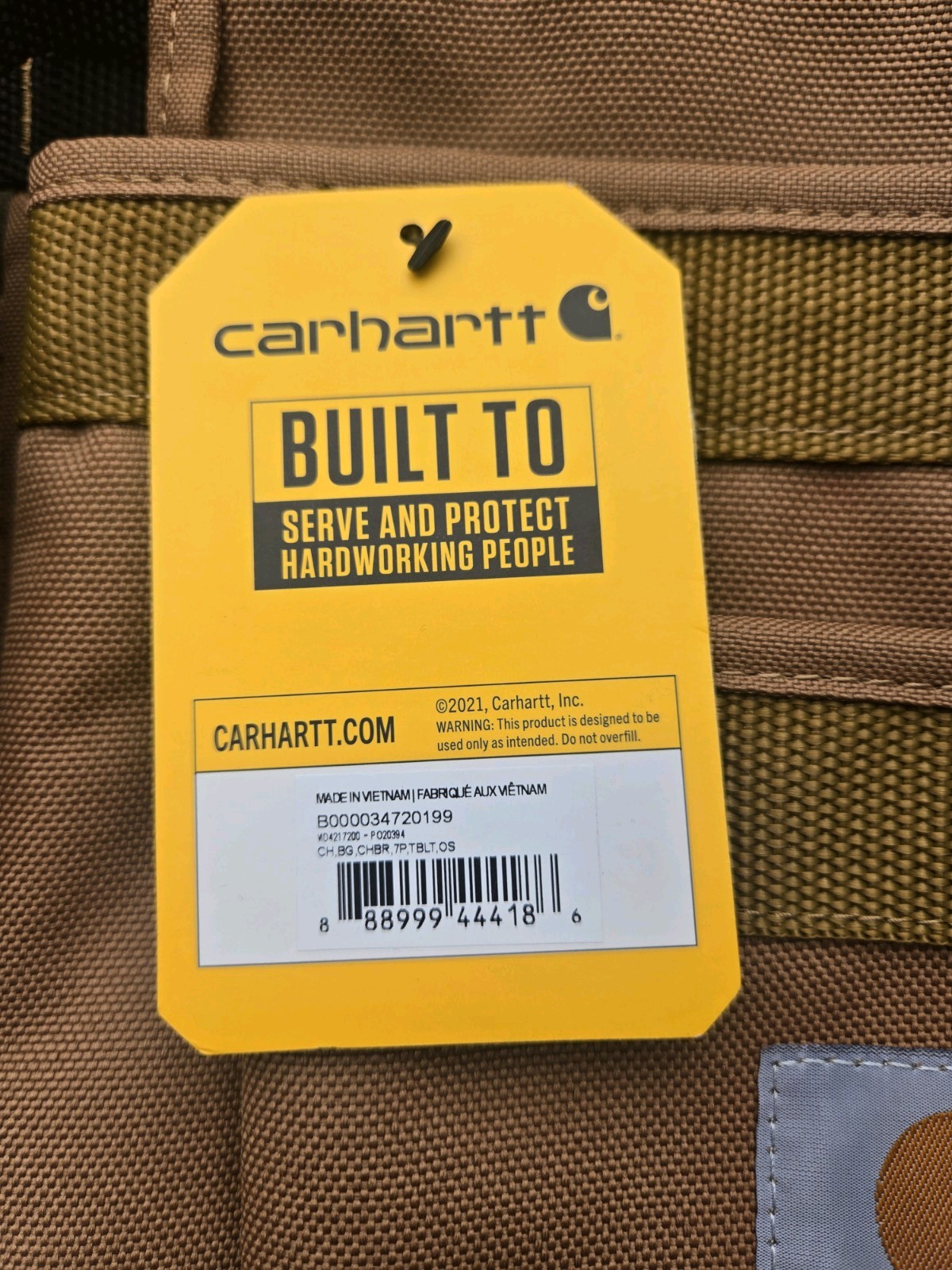 Carhartt Adjustable Polyester Tool Belt w/ Storage Pouches Brown B0000347
