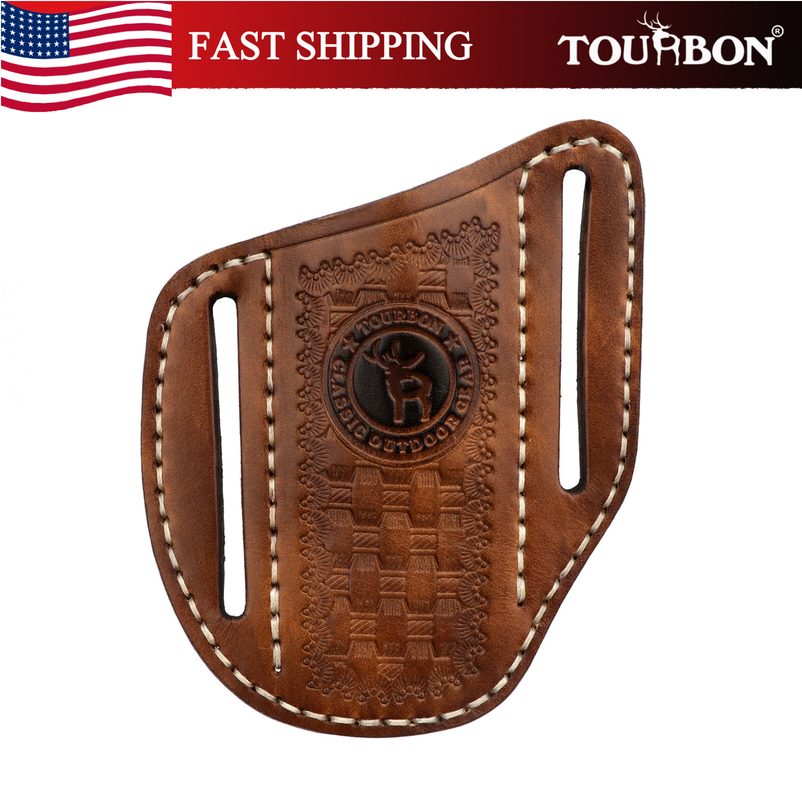 TOURBON Leather Mini Pockets Folding Knife Belt Pouch Tool Carry Sheath Cover US