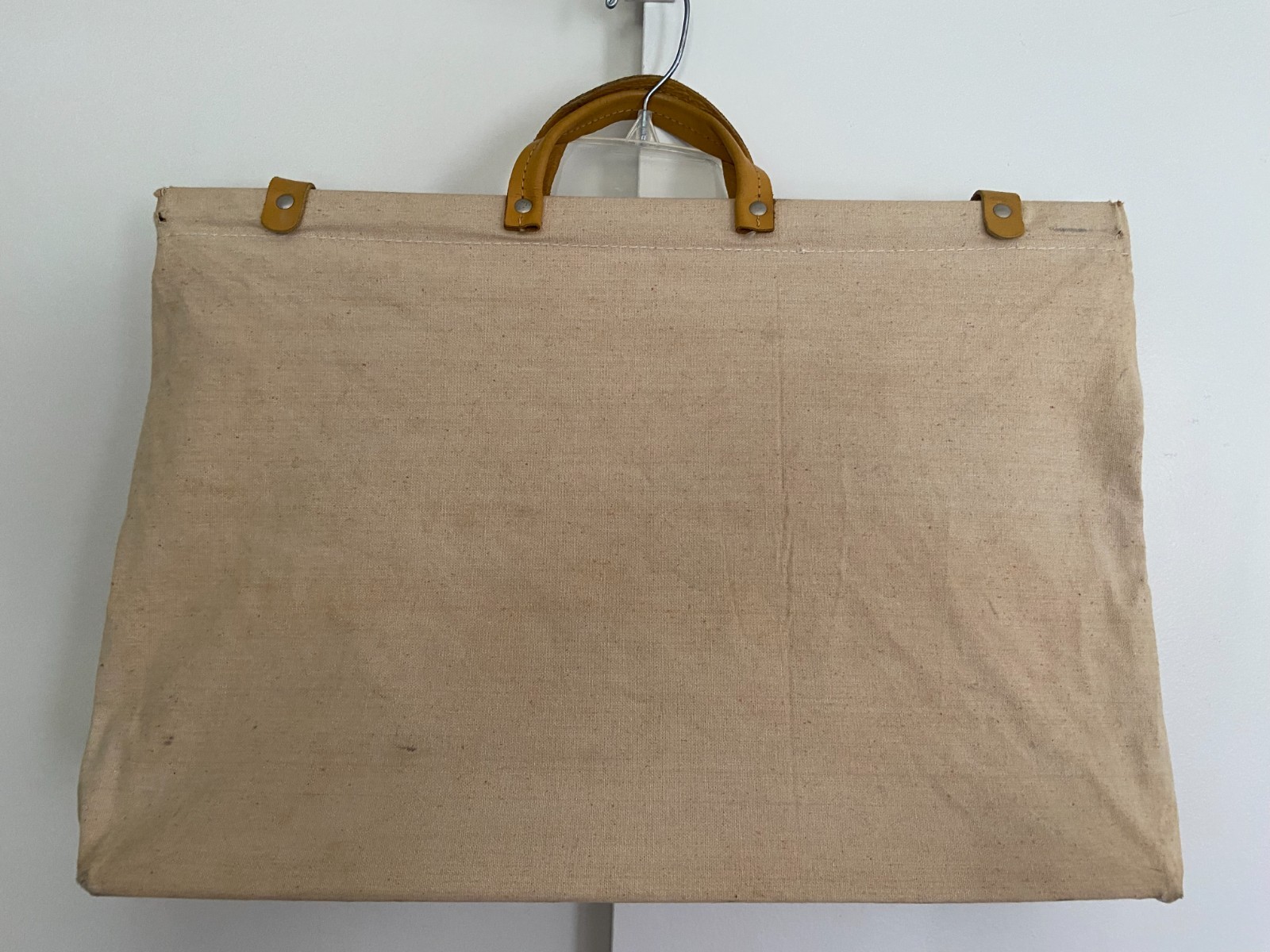 Vintage Lineman Utility Tool Bag Canvas Riveted Leather Handles Solid Bottom