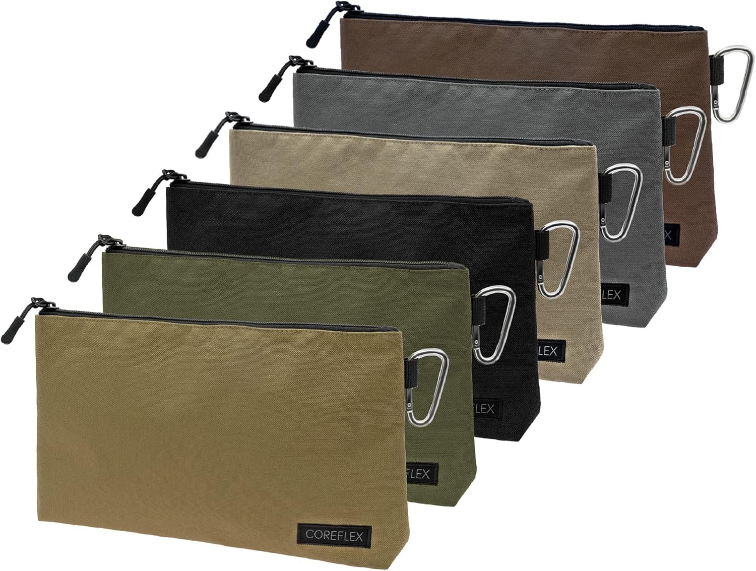 COREFLEX Premium Tool Pouch Zipper Bag, Small 6 pack Large 12inch, Silver