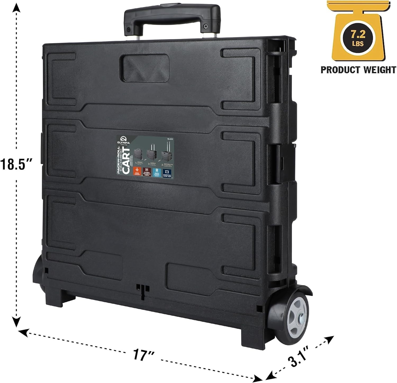 Portable Tools Carrier with Telescopic Handle Black 80 Pound Load Capacity